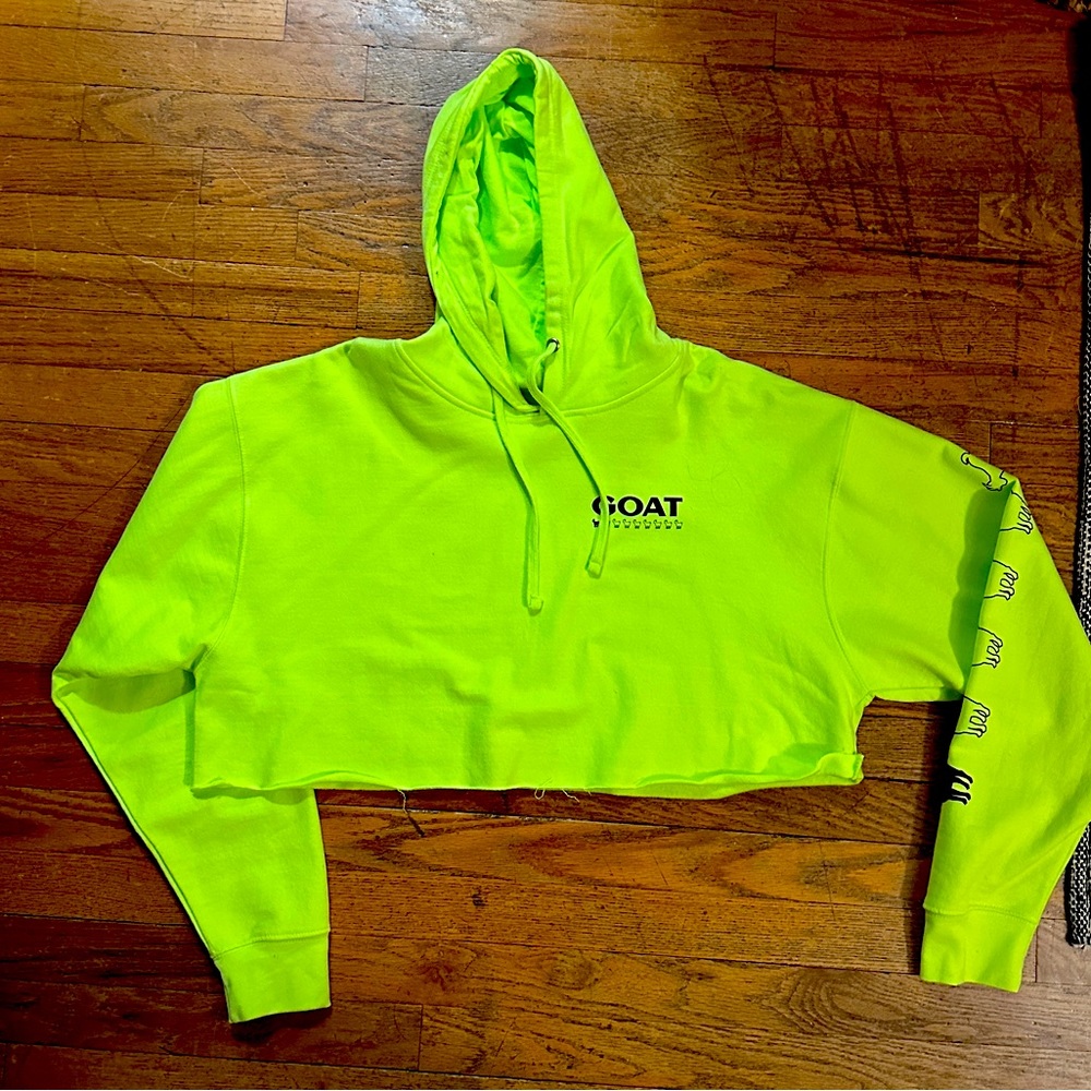 Neon Green Cropped Goat Hoodie